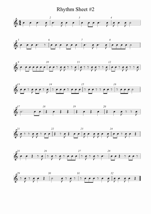 Rhythm Worksheets for Band Fresh Concert Band Rhythm Sheet Number 2 Printable Pdf