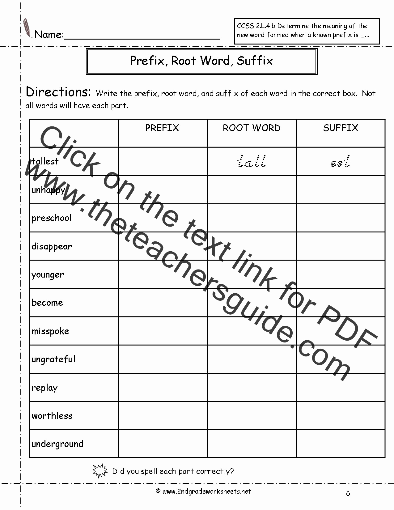Root Word Worksheets 2nd Grade Beautiful Second Grade Prefixes Worksheets