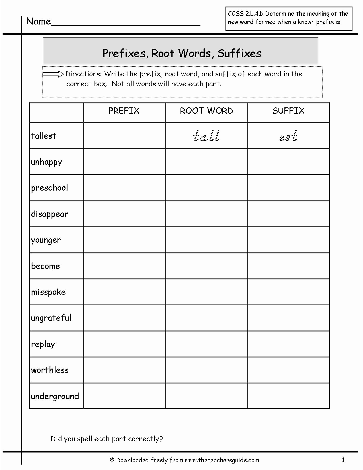 Root Word Worksheets 2nd Grade Inspirational 20 Root Words Worksheet 2nd Grade