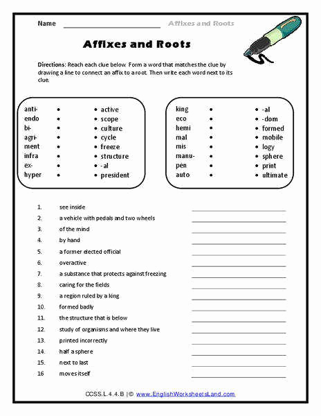 Root Word Worksheets 4th Grade Inspirational Root Words Worksheet