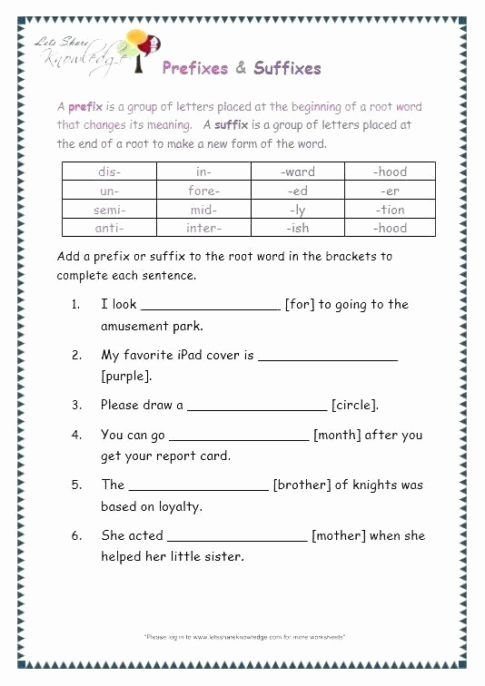 Root Word Worksheets 4th Grade Lovely Root Word Worksheets Middle School Prefixes and Suffixes