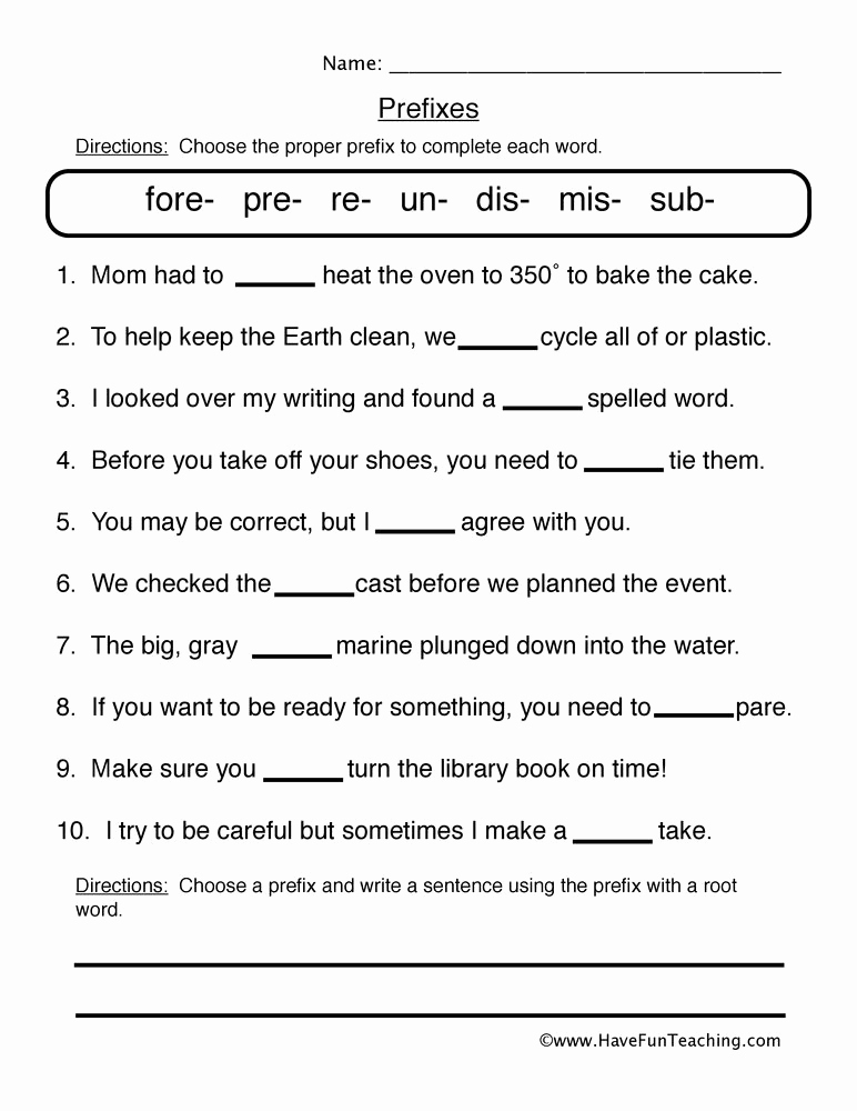 Root Word Worksheets 4th Grade Unique 20 Prefixes Worksheets 4th Grade
