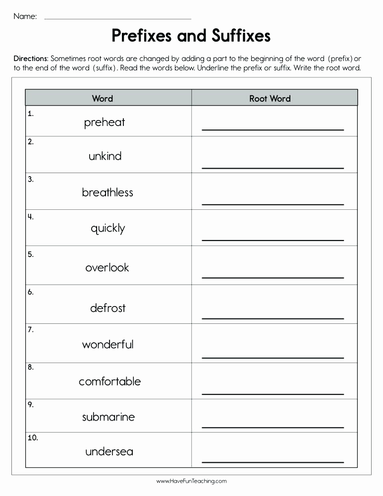 Root Words Worksheet 2nd Grade Elegant Free Printable Suffix Worksheet Worksheets Prefixes