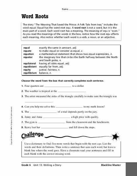 Root Words Worksheet 5th Grade Luxury Word Roots Worksheet for 5th 7th Grade