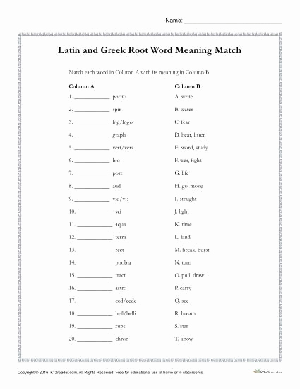 Root Words Worksheet 5th Grade New 29 Greek and Latin Roots Worksheet 5th Grade Worksheet