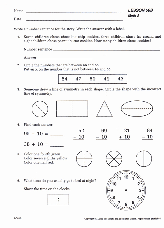Saxon Math 1st Grade Worksheets Best Of Saxon Math 2 Homeschool Kit 1st Edition