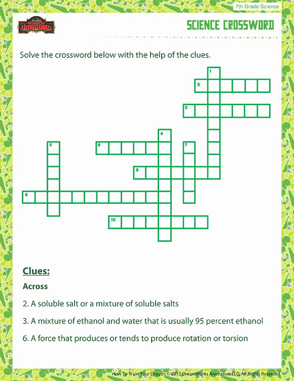 Science 7th Grade Worksheets Elegant Science Crossword View – 7th Grade Printable Pdfs
