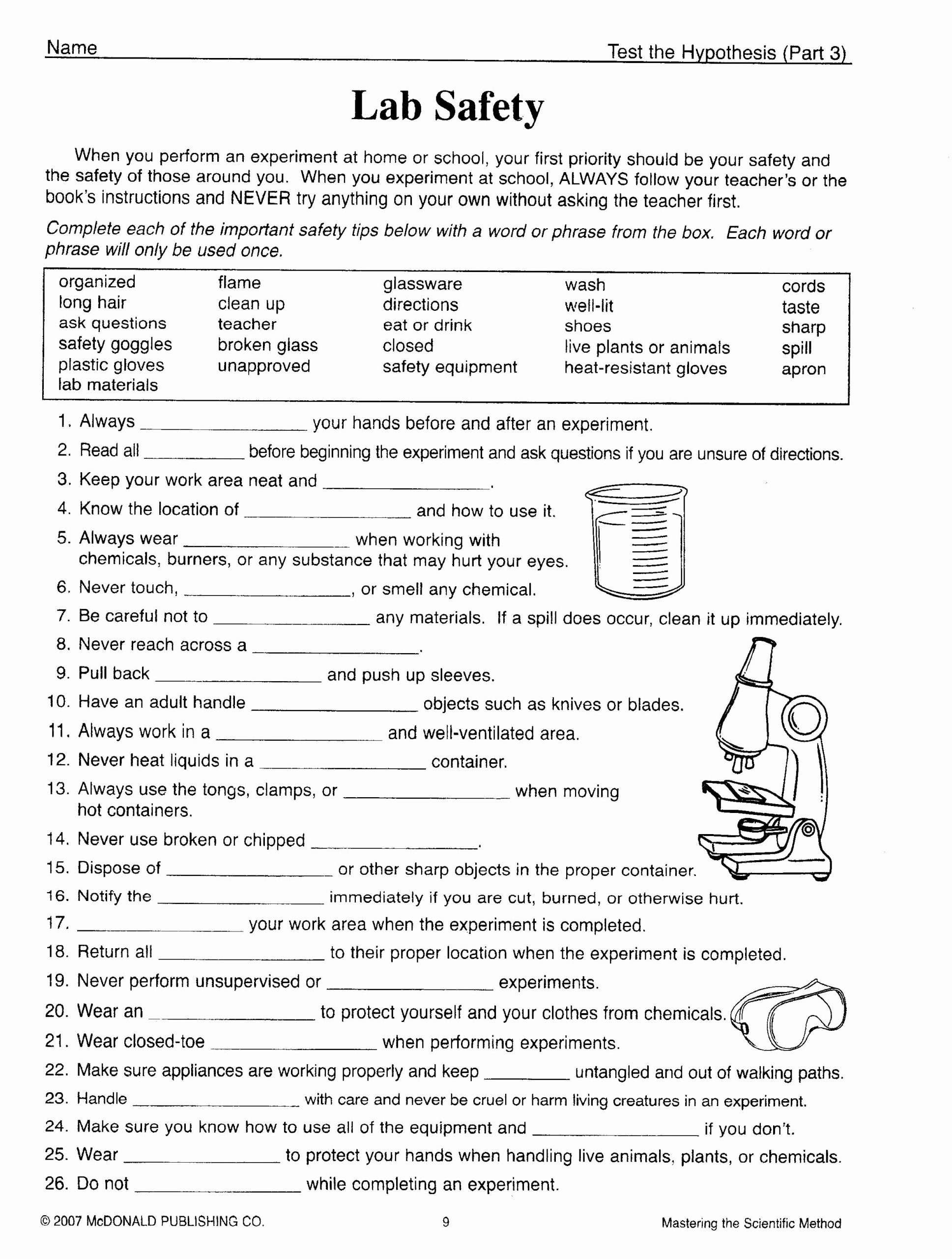 Science Worksheets for 7th Grade Luxury 7th Grade Science Worksheets Lab Safety 7th Grade