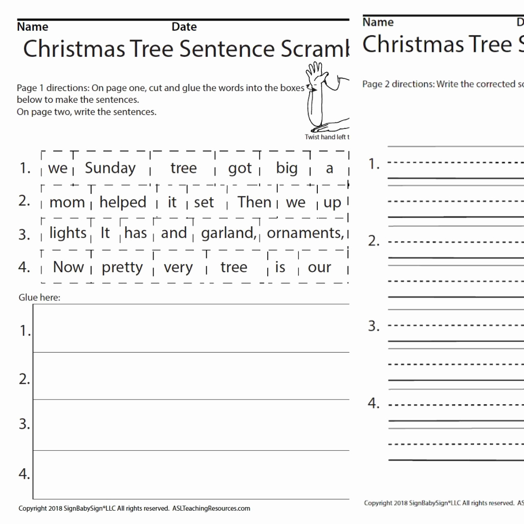 Scrambled Sentences Worksheets 2nd Grade Inspirational Christmas Tree Scrambled Sentences asl Teaching Resources
