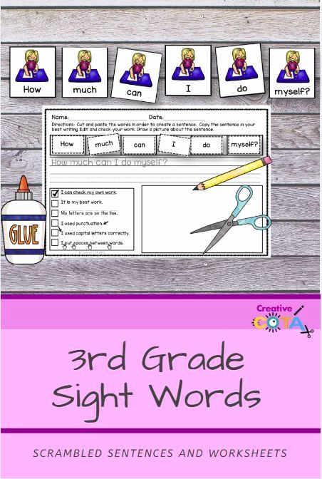 Scrambled Sentences Worksheets 3rd Grade Unique 3rd Grade Sight Words Scrambled Sentence Cards and Writing