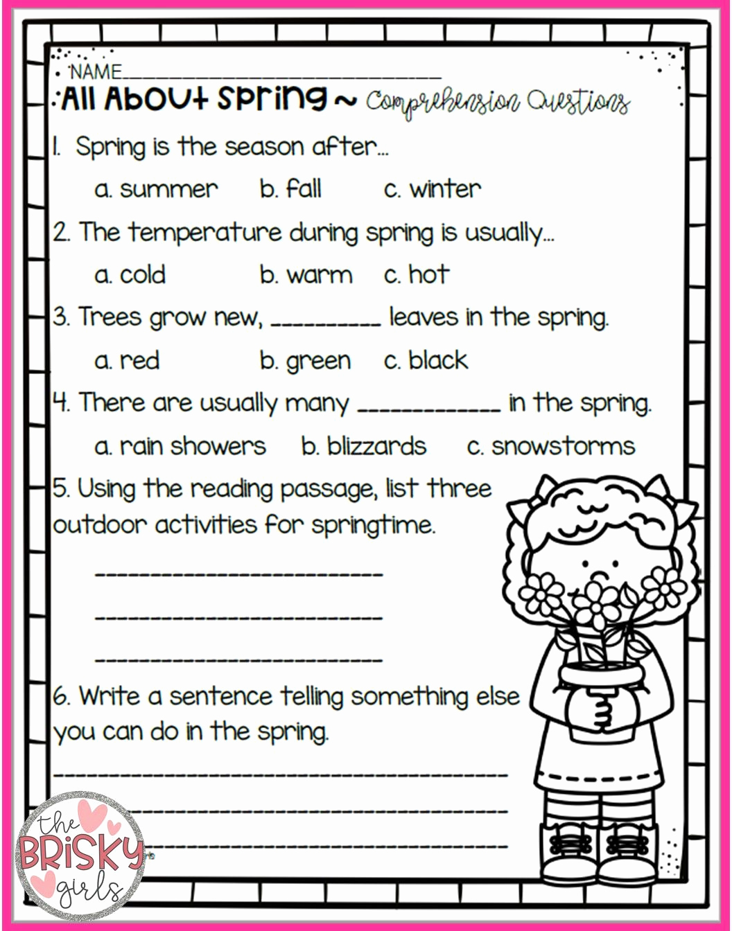 Seasons Worksheets for First Grade Luxury the Four Seasons Reading Passages Take Home Packet