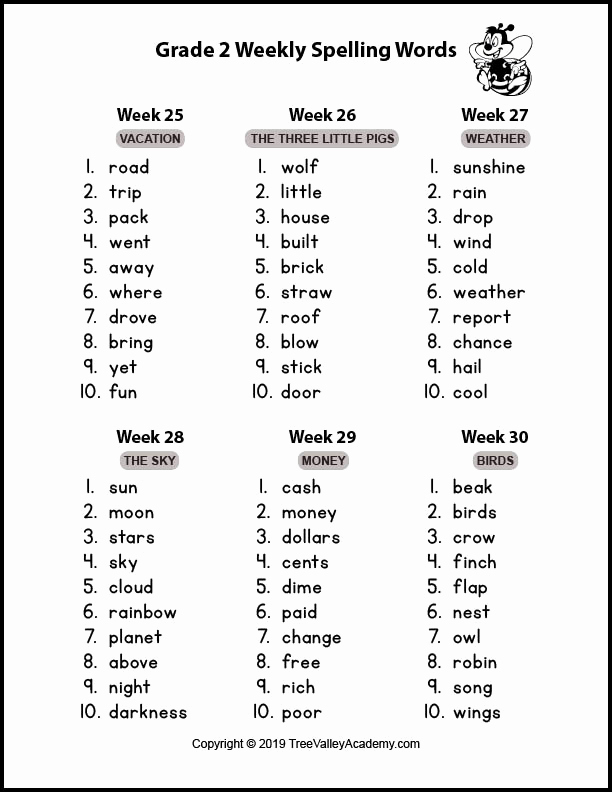 Second Grade Spelling Worksheets Awesome Grade 2 Spelling Words with themed Spelling Lists