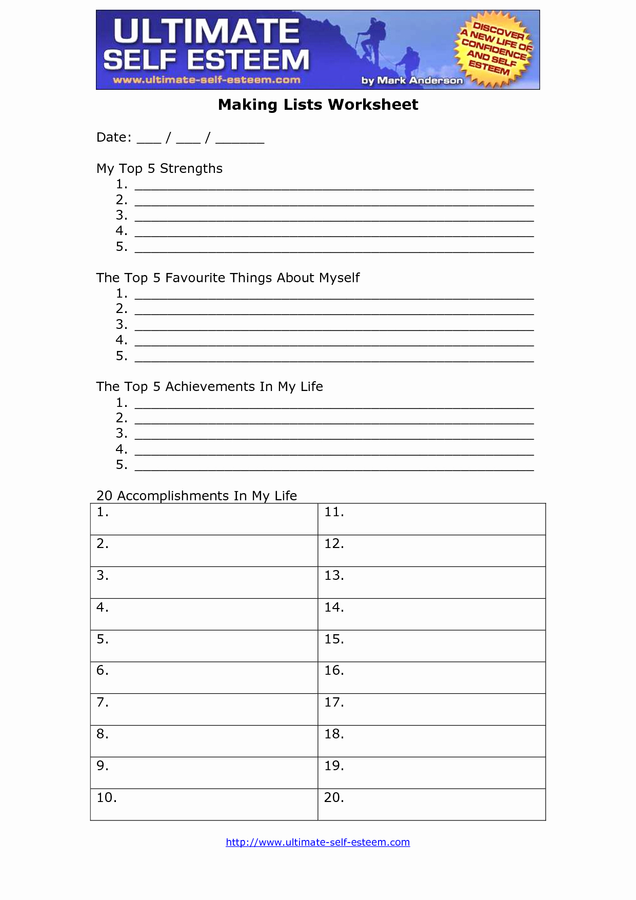 Self Esteem Activities Worksheets Luxury Printable Self Esteem Worksheets for Teenagers