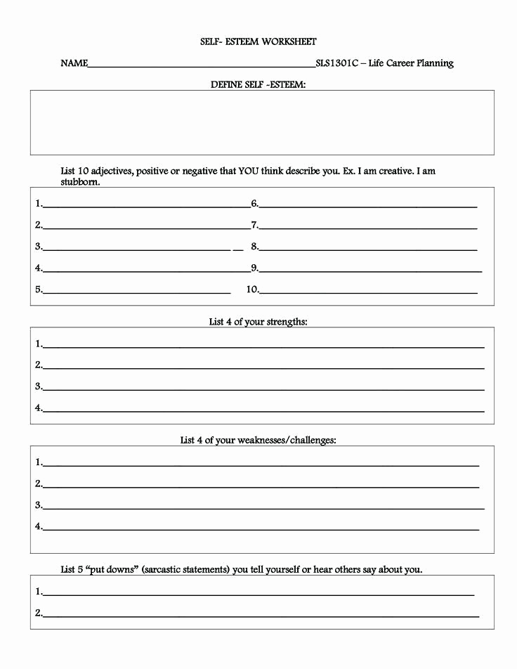Self Esteem Worksheets for Girls Awesome 30 Self Esteem Worksheets for Girls