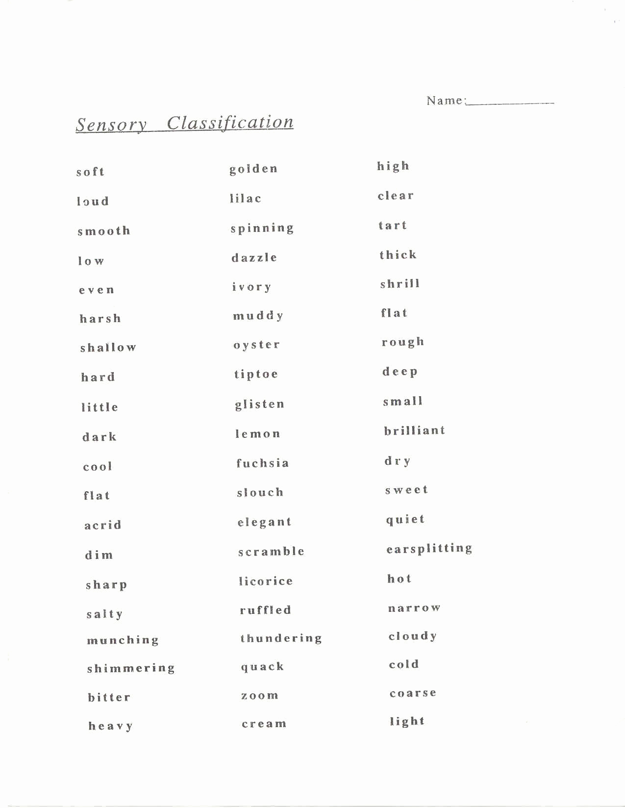 Sensory Detail Worksheet Inspirational Collection Of Sensory Words Worksheet Bluegreenish