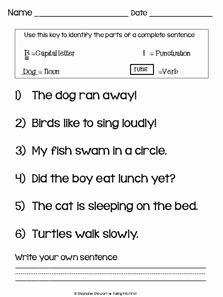 Sentence Worksheets for First Grade Best Of 15 Best Of First Grade Writing Plete Sentences
