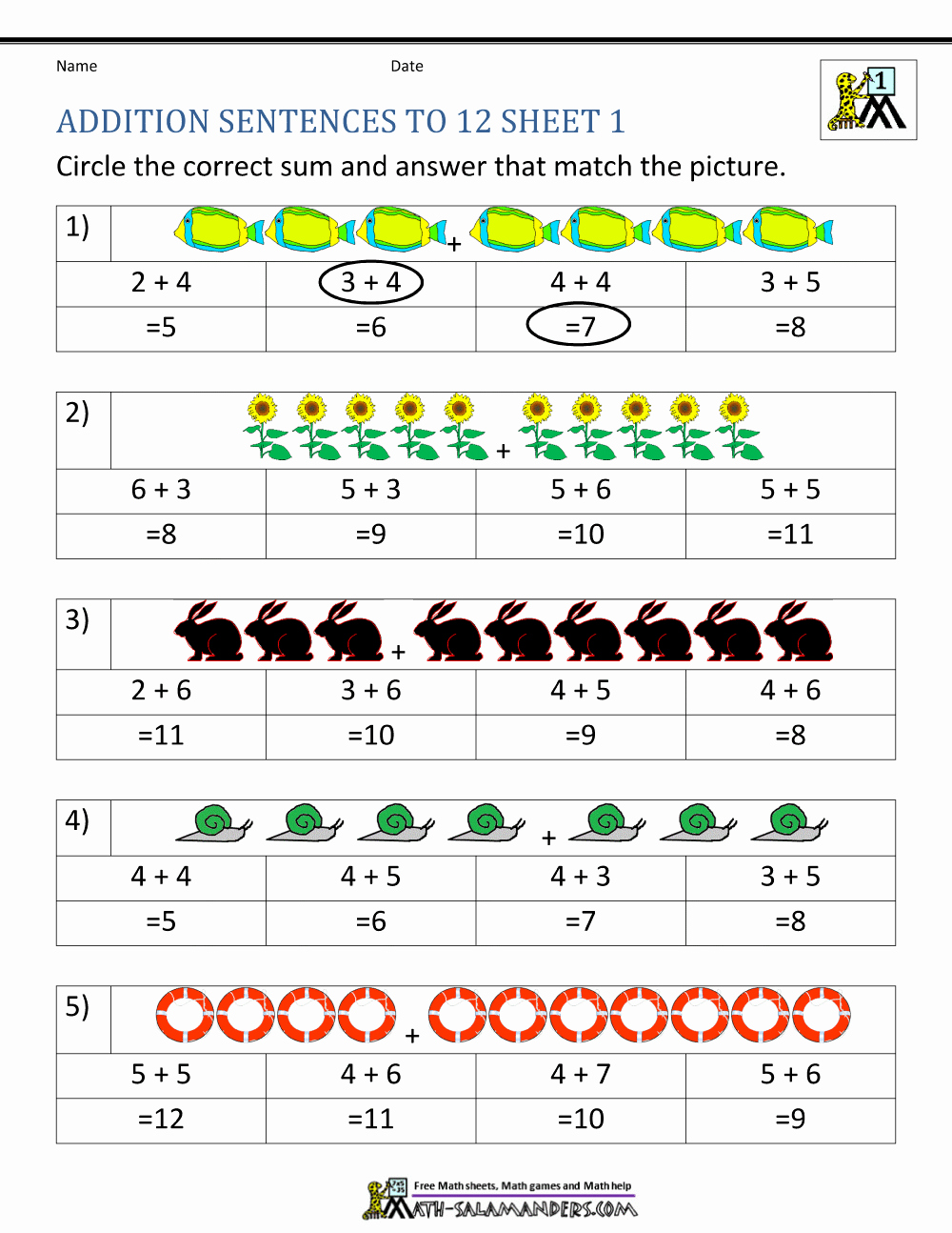 Sentence Worksheets for First Grade Best Of First Grade Addition Worksheets