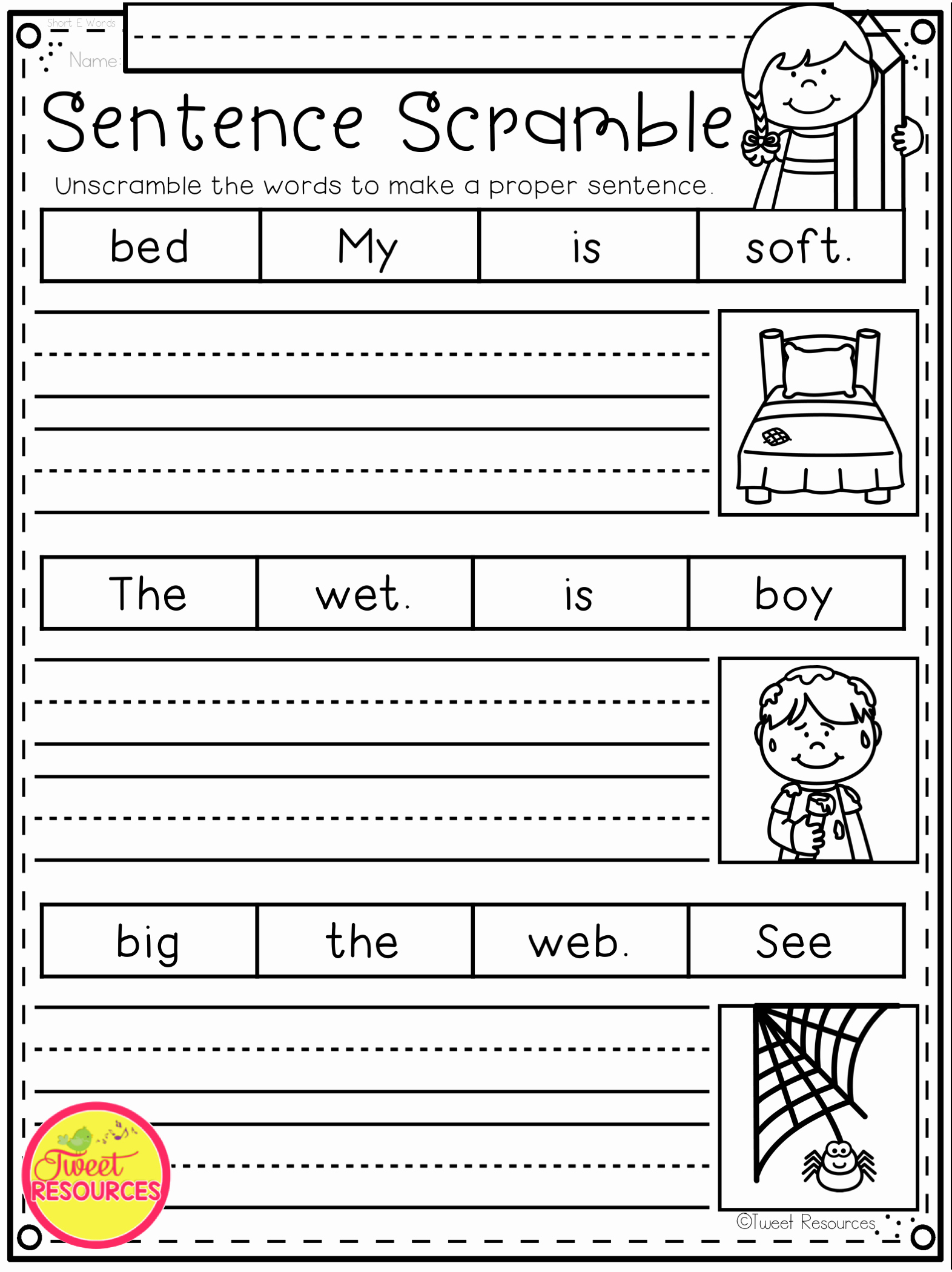 Sentence Worksheets for First Grade Lovely 1st Grade Sentence Structure Worksheets Pdf Worksheetpedia