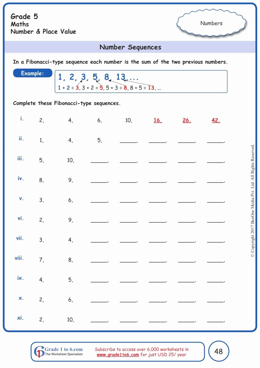 Sequence Worksheets 5th Grade Beautiful 5th Grade Math Sequencing Worksheets Worksheetpedia
