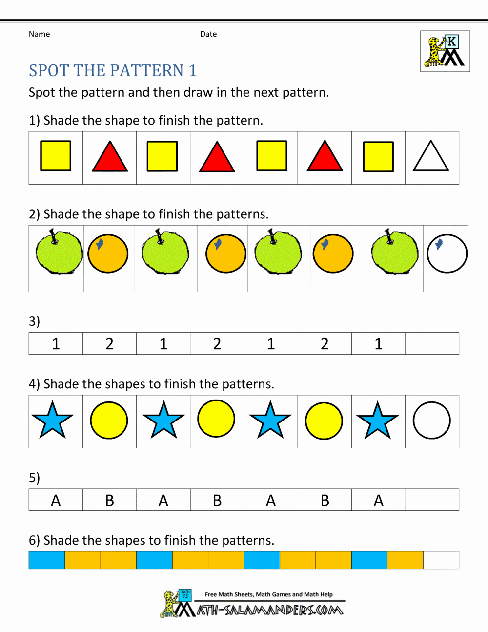 Sequence Worksheets for Kids Luxury Free Kindergarten Worksheets Spot the Patterns