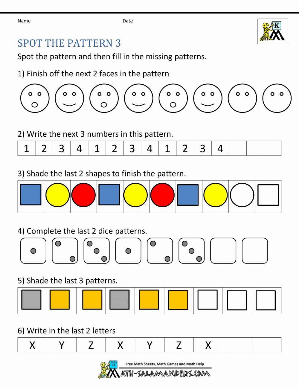 Sequence Worksheets for Kindergarten New Free Kindergarten Worksheets Spot the Patterns