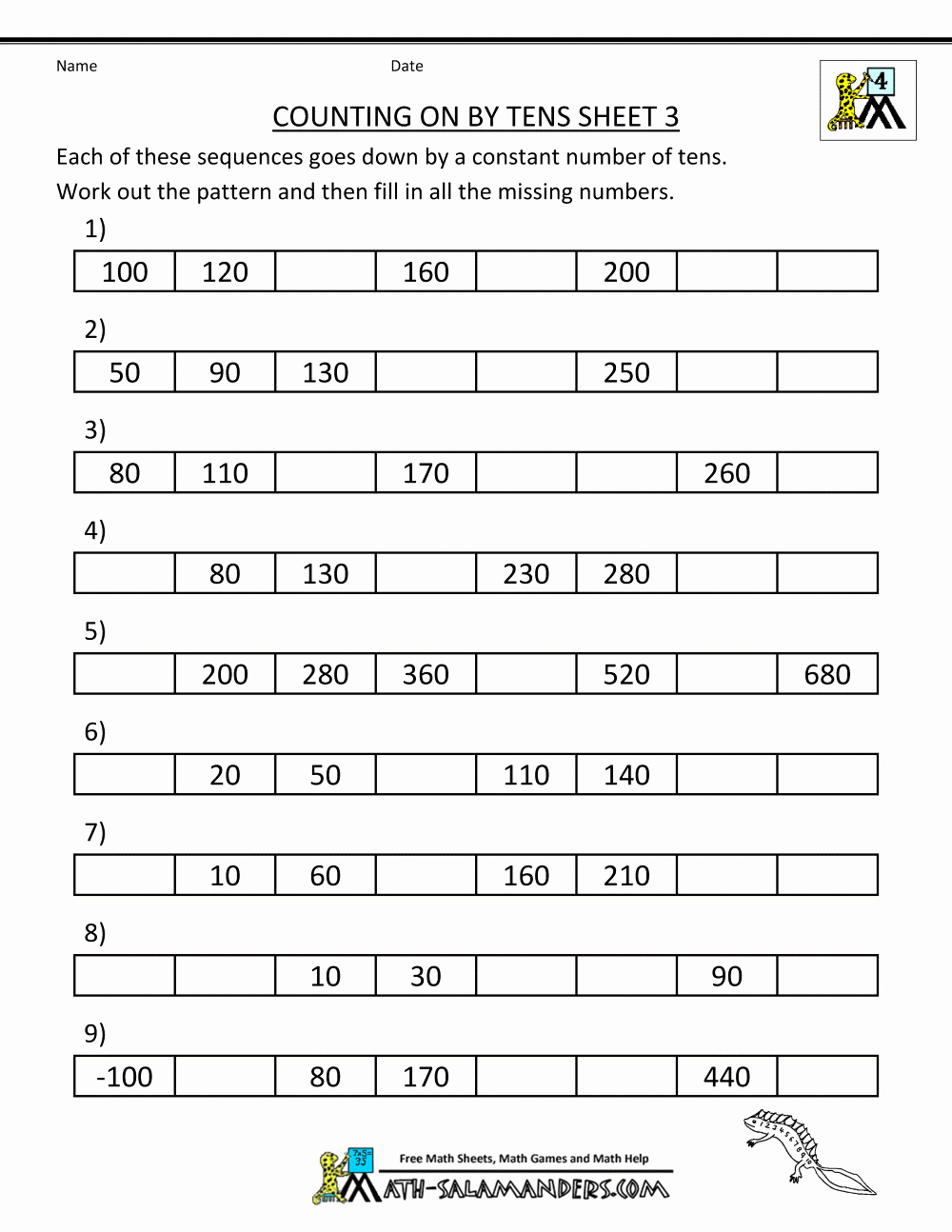 Sequencing Worksheets 4th Grade Inspirational Number Sequence Worksheets Grade 4