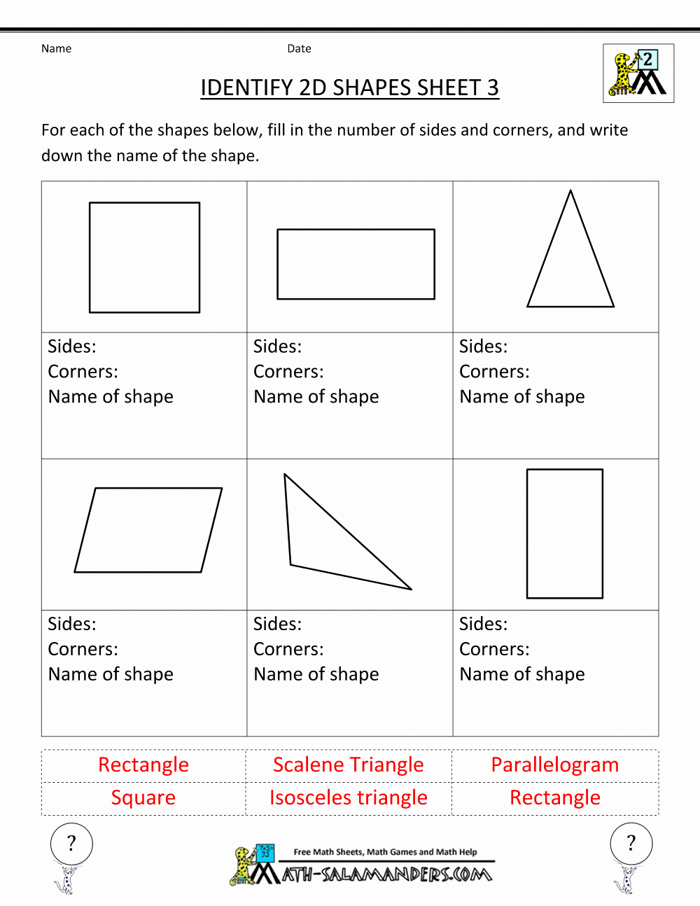 Shapes Worksheets 2nd Grade Best Of Second Grade Geometry