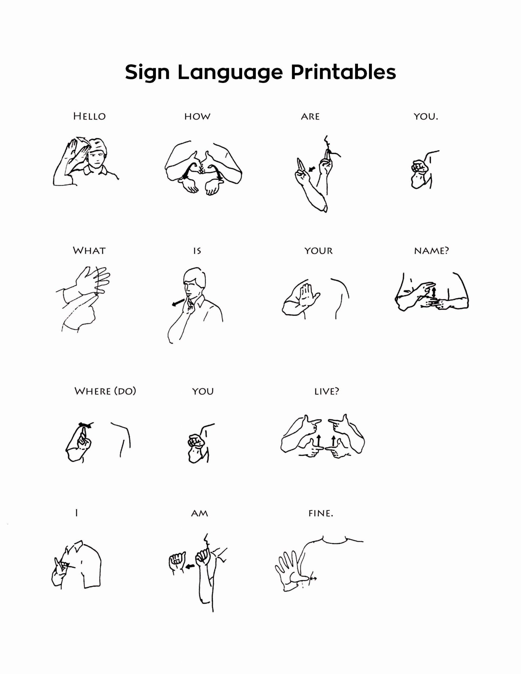Sign Language Printable Worksheets New Meeting 14 Sign Language Printables for Teaching Your