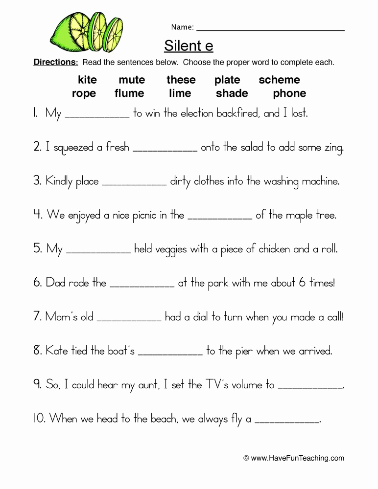 Silent E Words Worksheets Fresh Silent E Worksheet 1