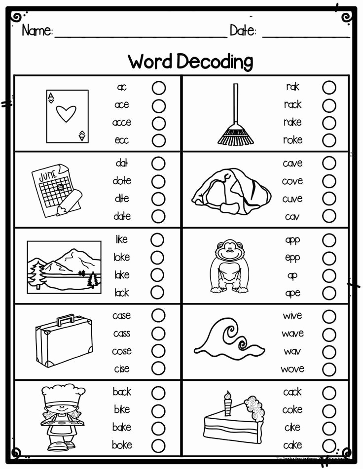 Silent E Words Worksheets Inspirational Silent or Magic E Word Decoding Practice Worksheets or
