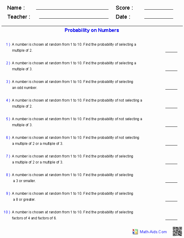 Simple Probability Worksheets Pdf Beautiful Probability Worksheets