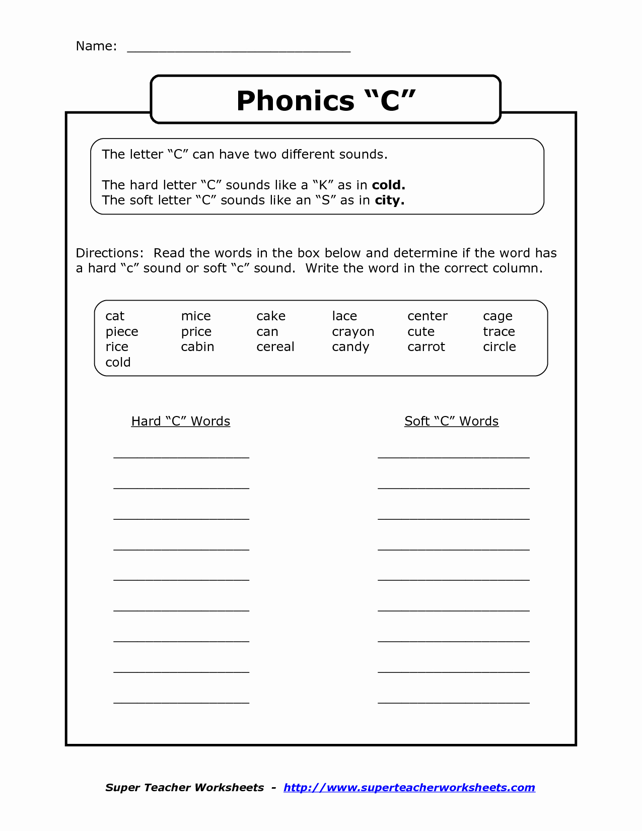Soft C Words Worksheets Awesome 10 Download Phonics Letter C sound sound Download Phonics