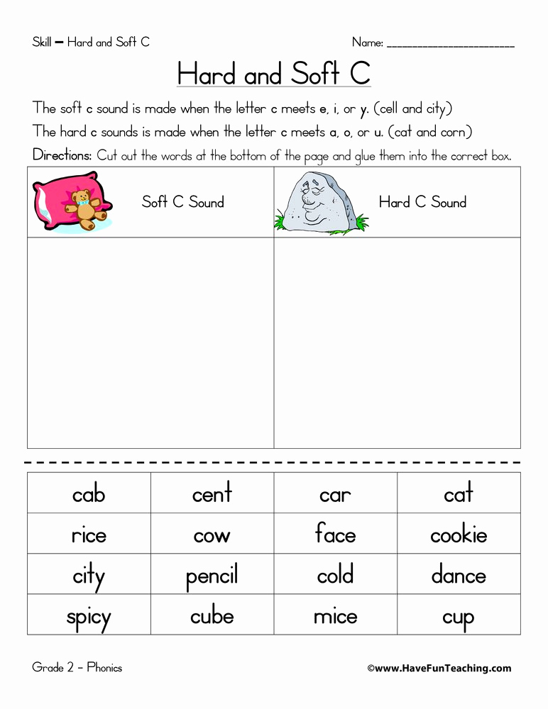 Soft C Words Worksheets Inspirational Hard C and soft C Worksheet