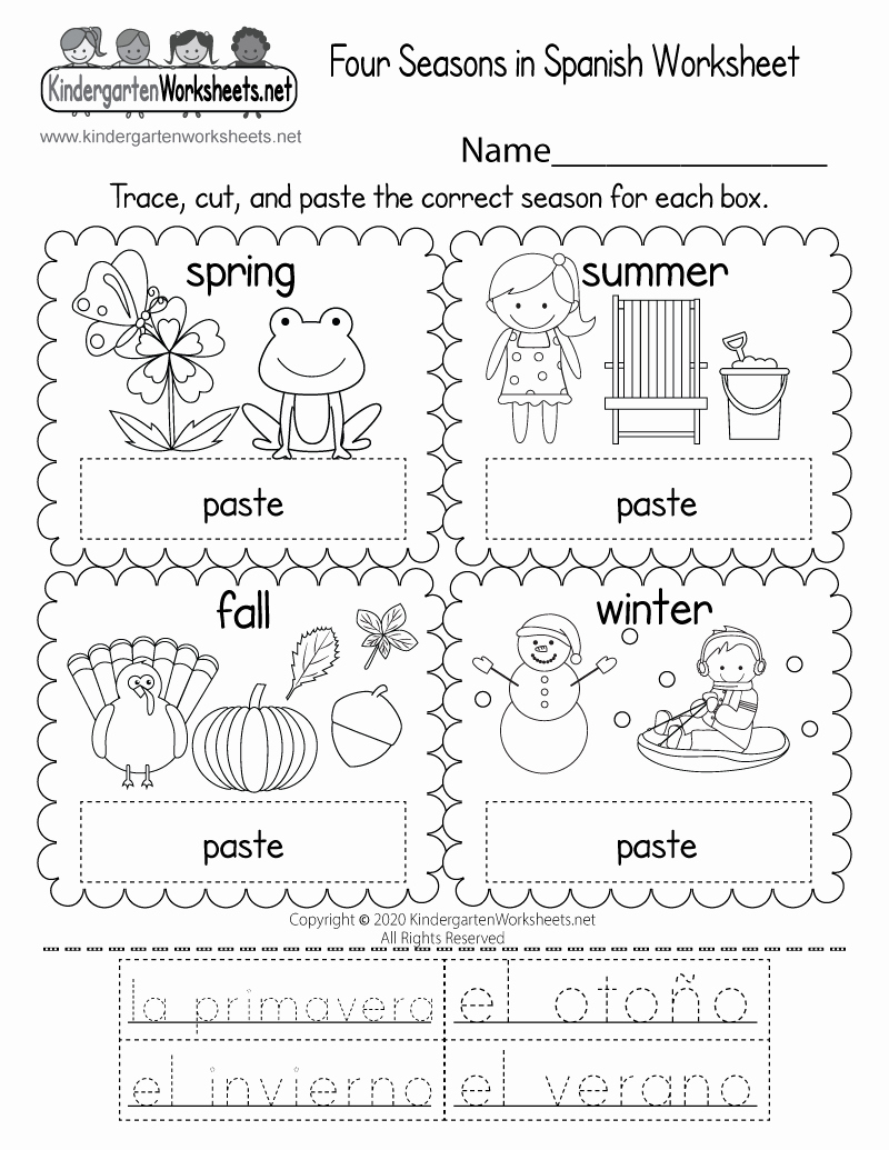 Spanish Kindergarten Worksheets Beautiful Four Seasons In Spanish Worksheet Free Printable