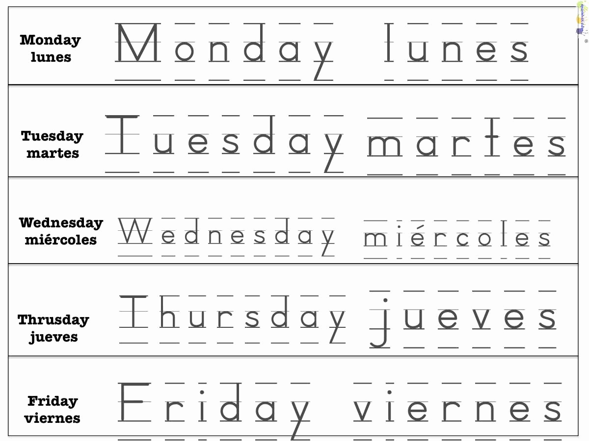 Spanish Kindergarten Worksheets Best Of Weekdays Spanish4kiddos Tutoring Services