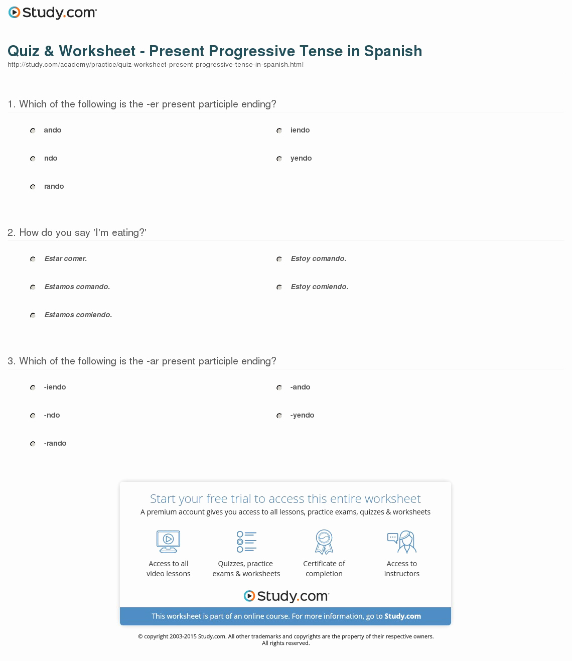 Spanish Present Progressive Worksheets Fresh Present Progressive Spanish Worksheet Answers — Db Excel