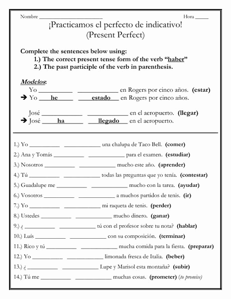 Spanish Present Progressive Worksheets Inspirational 10 Present Progressive Sentences In Spanish