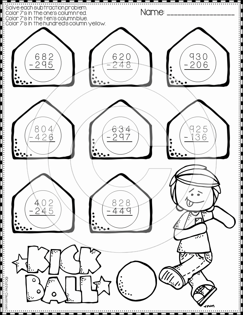 Subtraction with Regrouping Coloring Worksheets Awesome Back to School 3 Digit Subtraction with Regrouping Color