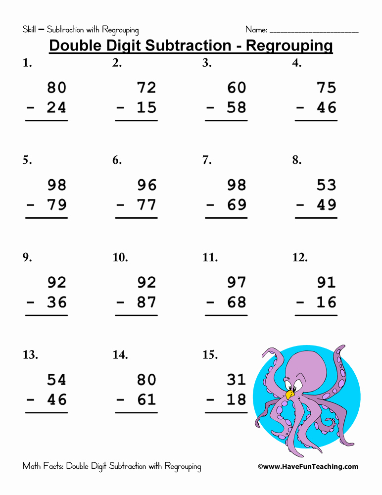 Subtraction with Regrouping Coloring Worksheets Inspirational Double Digit Subtraction Regrouping Worksheet Pack In 2020