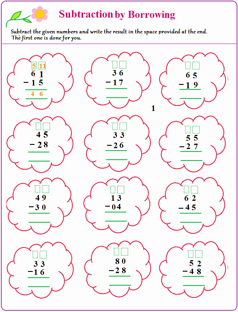 Subtraction with Regrouping Coloring Worksheets Unique Subtraction with Regrouping Coloring Worksheets