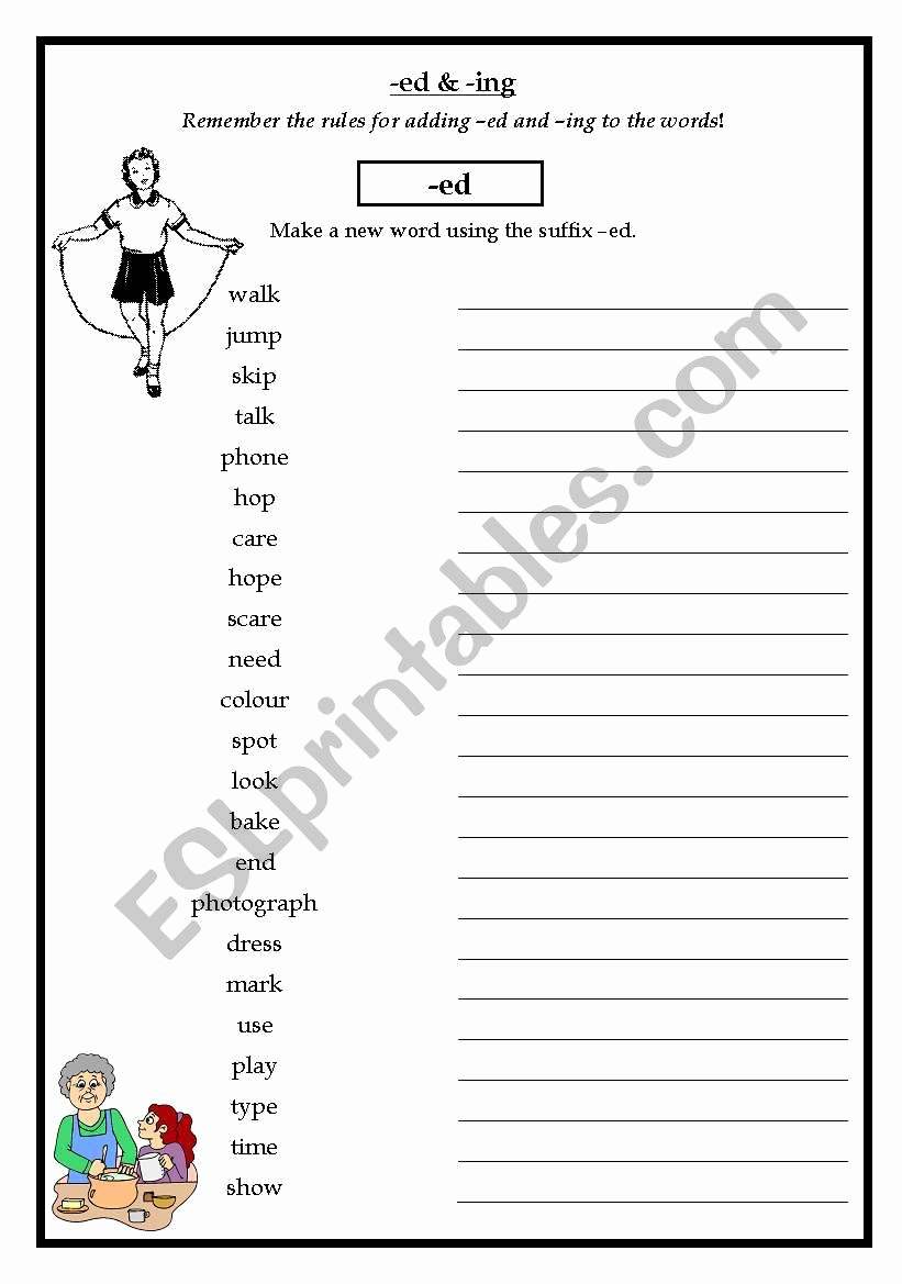 Suffix Ed Worksheets Luxury Ed &amp; Ing Suffixes Worksheet Esl Worksheet by Nutmeg74