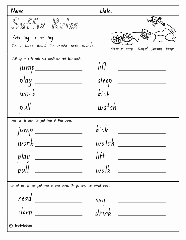 Suffix Ing Worksheet Lovely Rule Adding Suffixes S Ing and Ed Studyladder