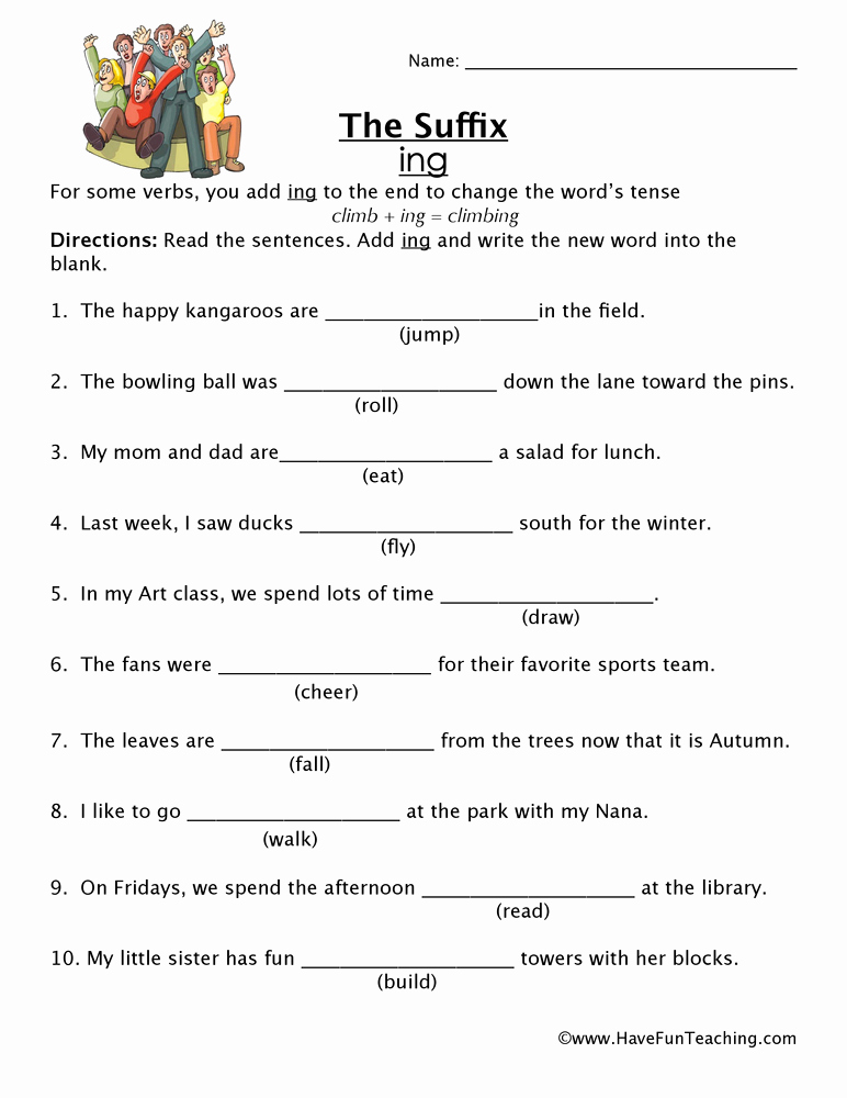 Suffix Ing Worksheets Lovely Suffix Worksheet Ing