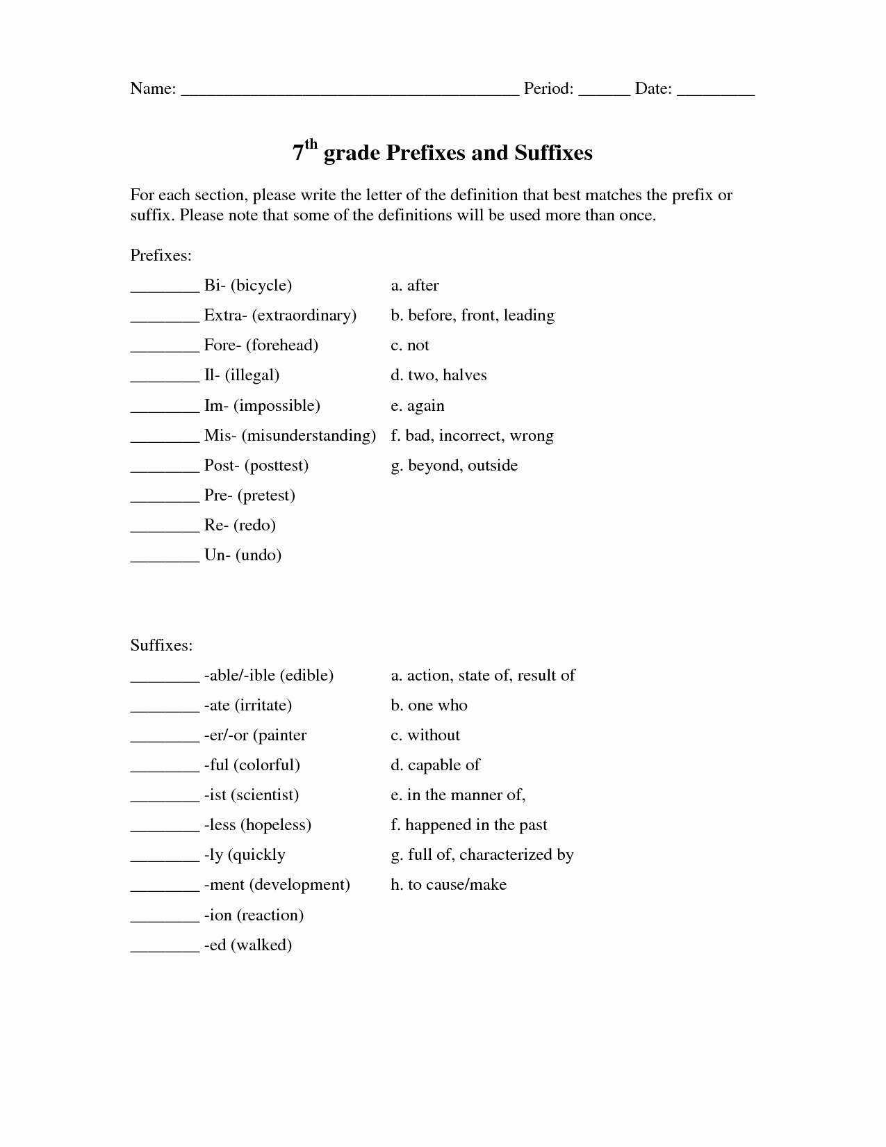 Suffix Worksheets 4th Grade Luxury 12 Best Of Prefix Re Worksheet Prefix Un Words