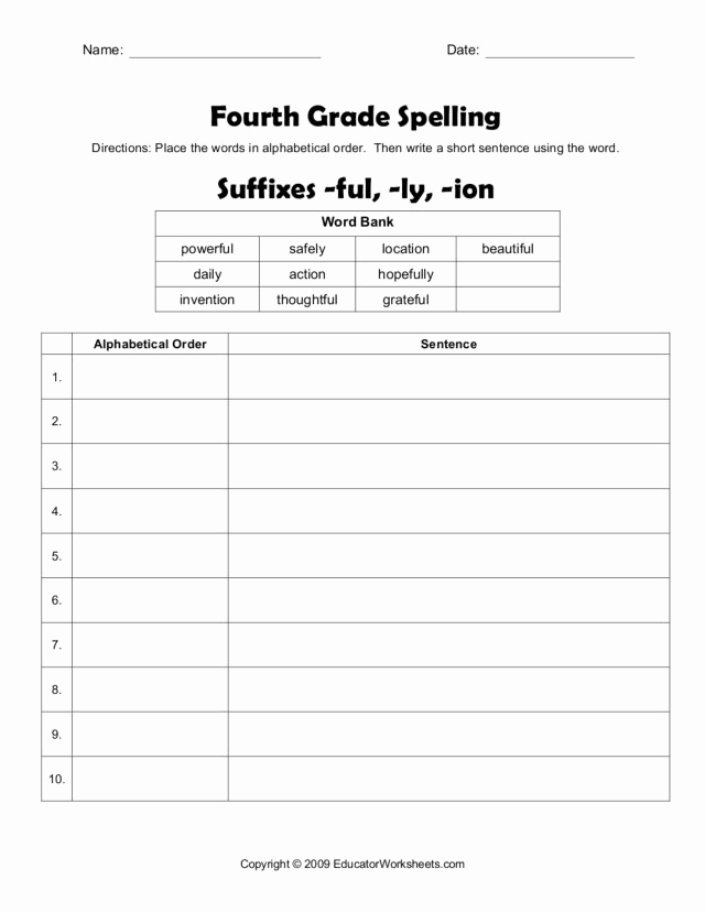 Suffix Worksheets for 4th Grade Beautiful Spelling with Suffixes Worksheet for 4th Grade