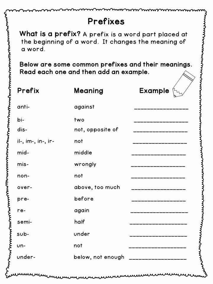 Suffix Worksheets for 4th Grade Fresh Prefix Worksheets
