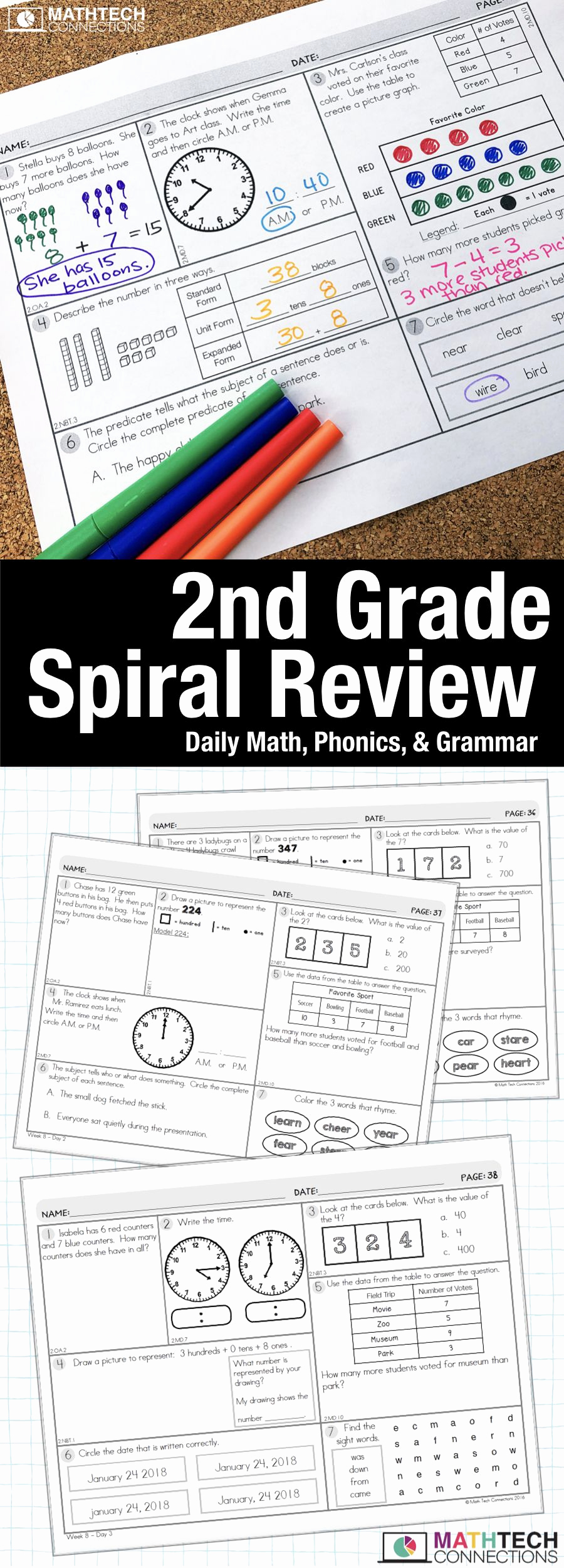 Summary Worksheets 2nd Grade Best Of 2nd Grade Math Spiral Review Math