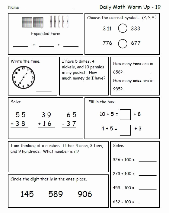 Summary Worksheets 2nd Grade Best Of Second Grade Math Review Great Morning Work for Second