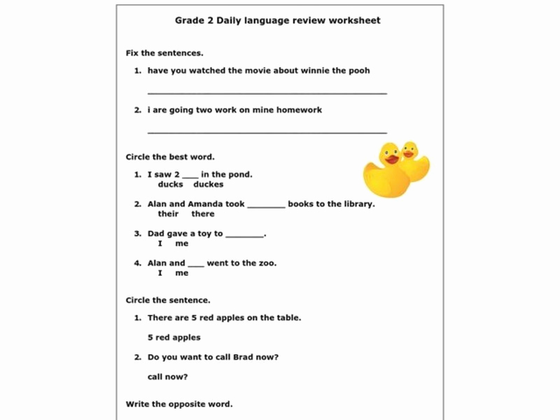 Summary Worksheets 2nd Grade Lovely Grade 2 Daily Language Review Worksheet Worksheet for 2nd