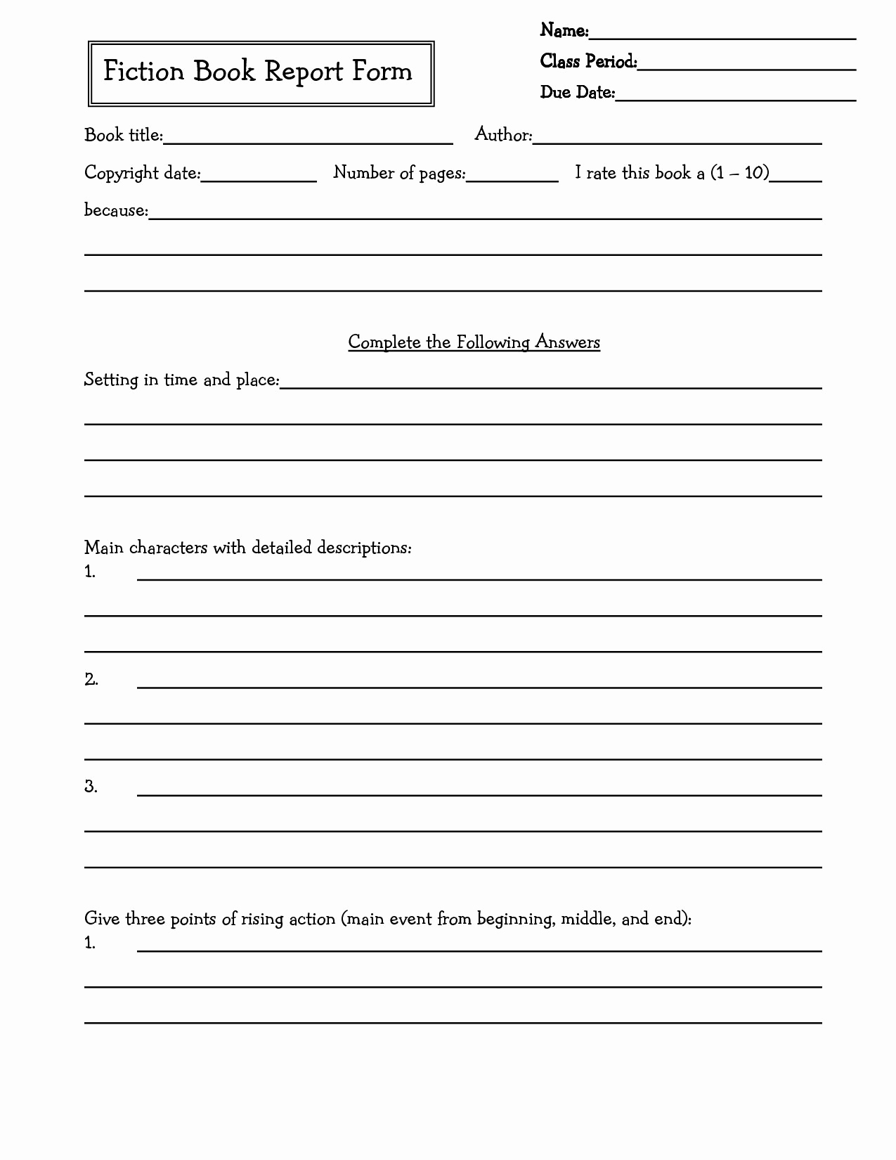 Summary Worksheets Middle School Best Of Book Report Templates for 4th Grade